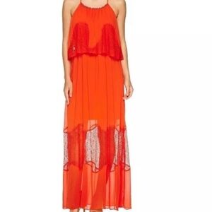 Bisou Bisou Sleeveless Maxi Dress EUC Size 6 Half Lined Tangerine color